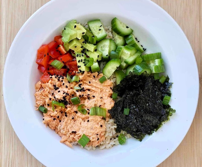 Canned Salmon Salad Rice Bowl